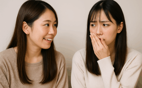 相手の口臭が気になる女性
