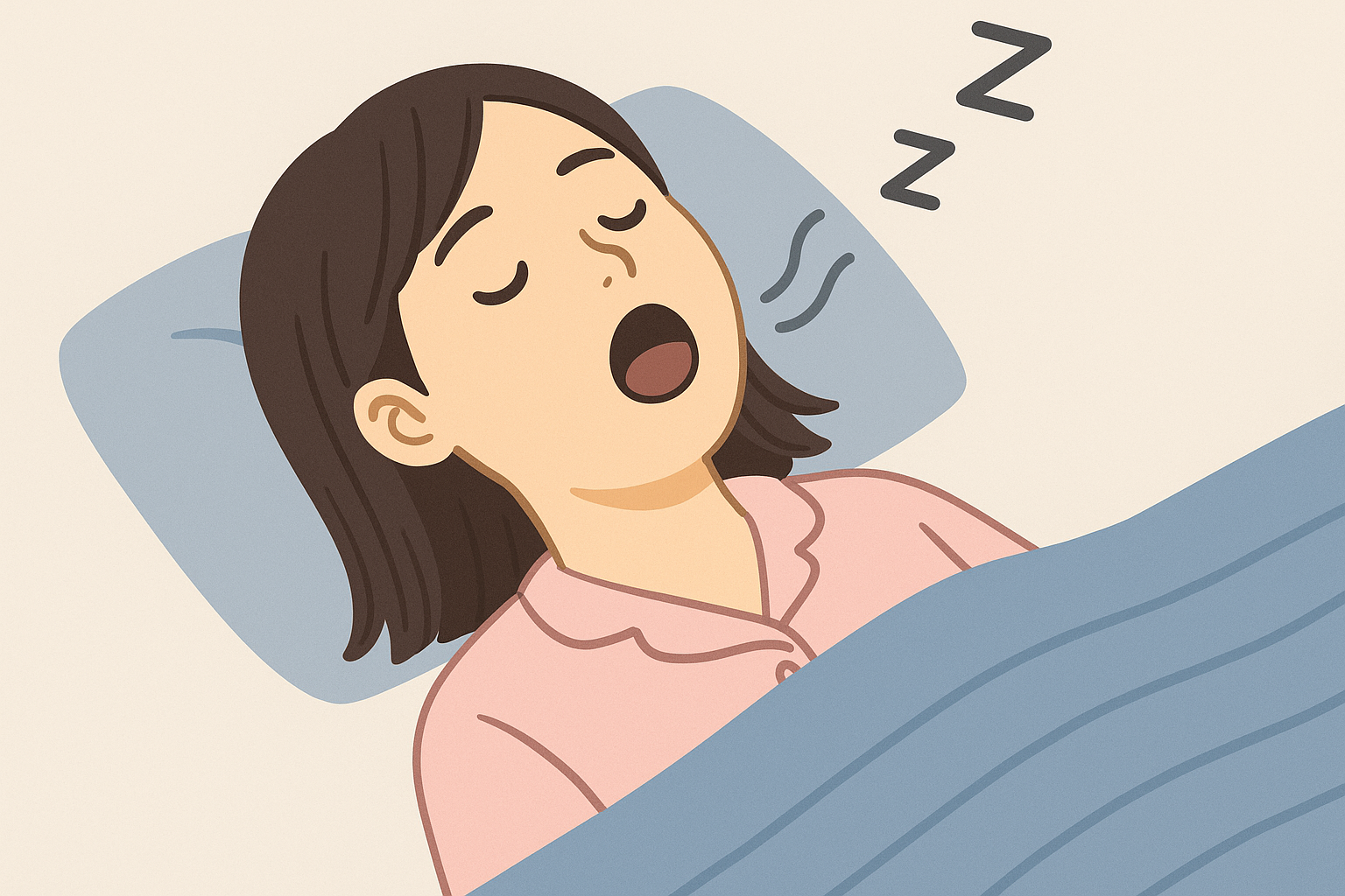 口呼吸をしながら寝ている女性