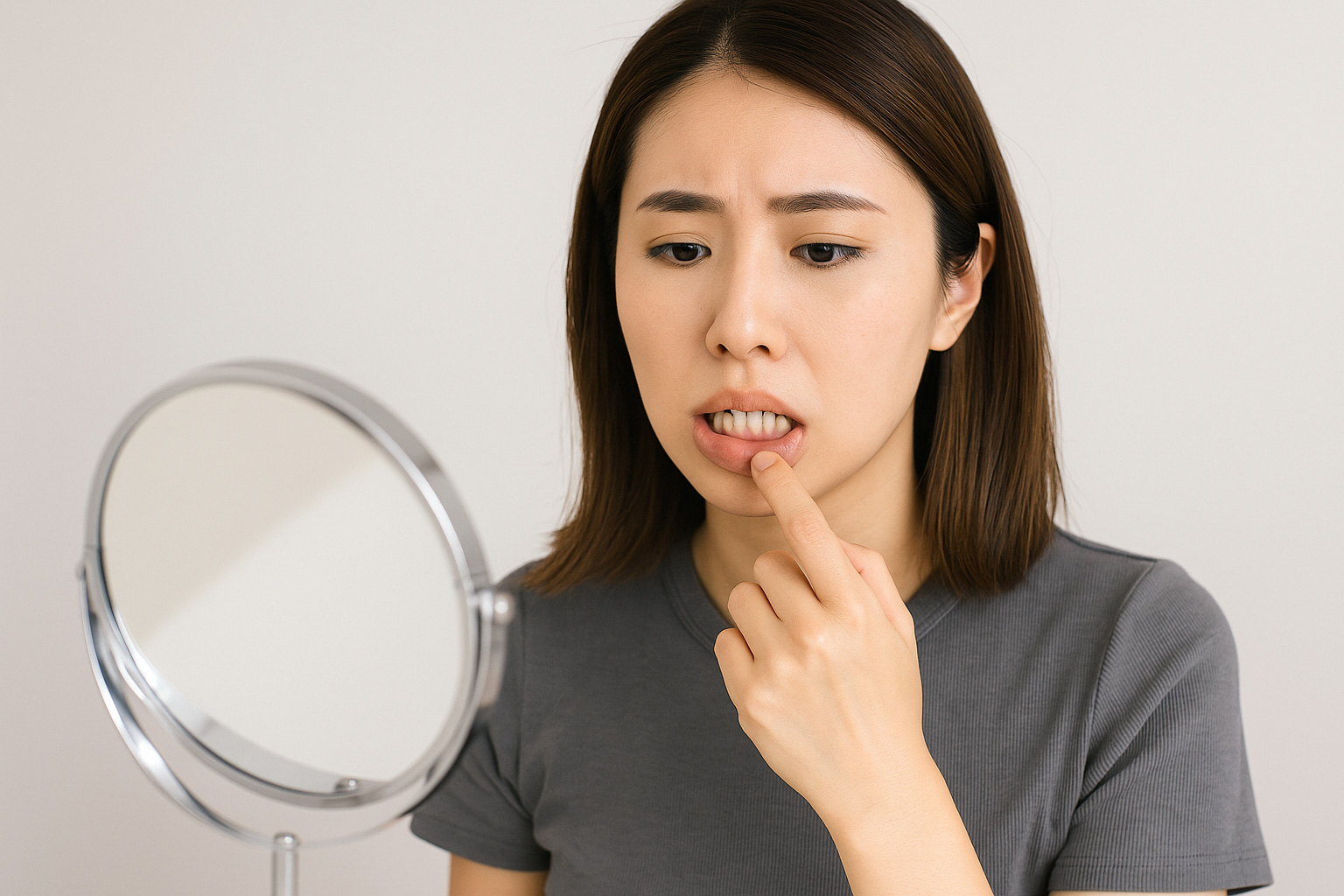 歯茎のラインが下がってきた女性